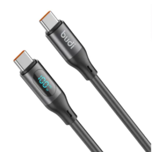 کابل فست شارژ سیلیکاژل USB-C به USB-C بودی مدل Budi DC262TT12B توان 100 وات طول 1.2 متر مشکی