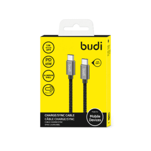 کابل شارژ کنفی ‌USB-C به ‌USB-C بودی مدل Budi DC206TT10B توان 65 وات
